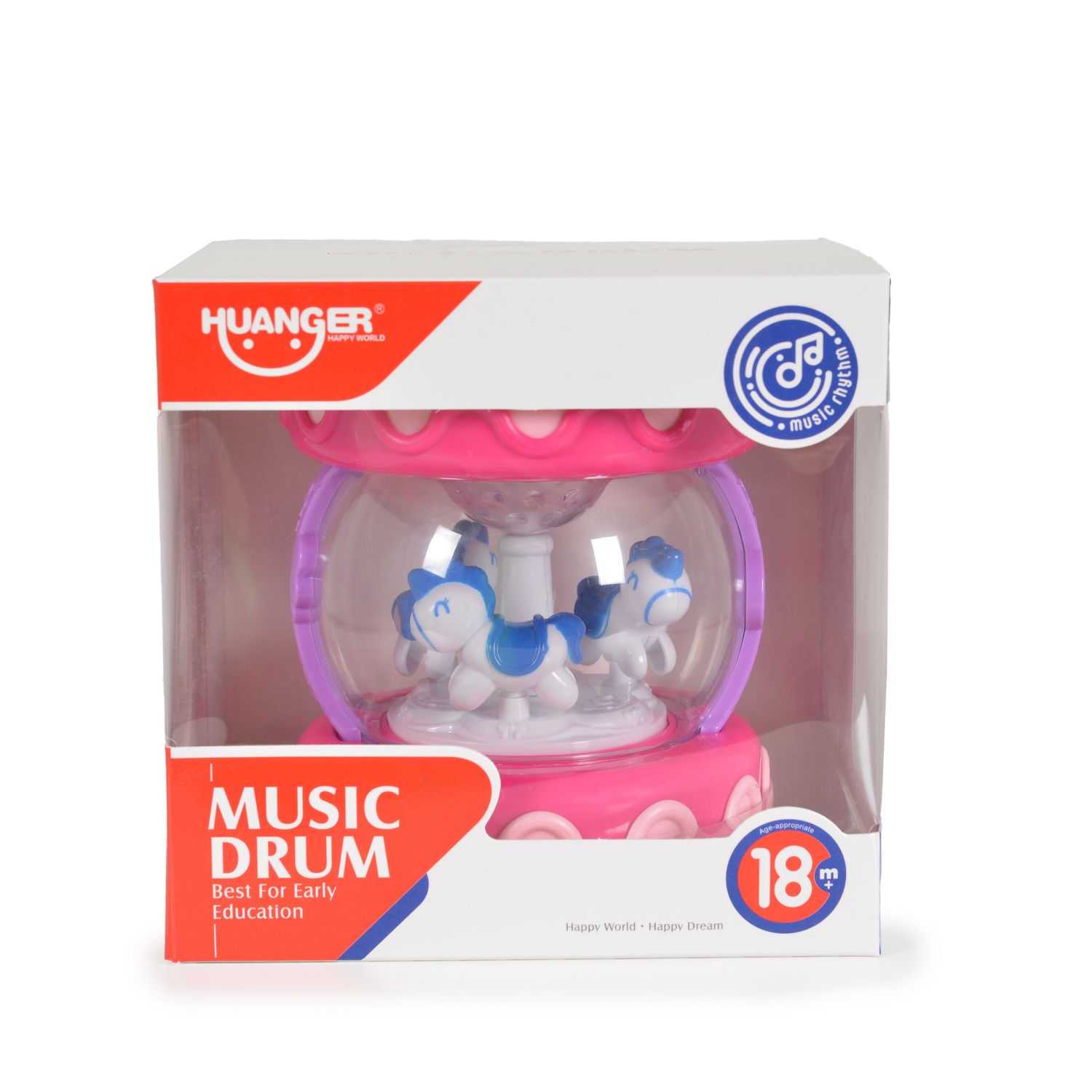Moni Musiktrommel, Babytrommel Spieluhr, Musikfunktion, Licht, Lautstärkeregler pink