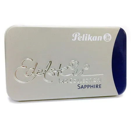 Pelikan Großraum-Tintenpatronen, Edelstein Ink Collection Sapphire im Metalletui, 6 Stück, blau