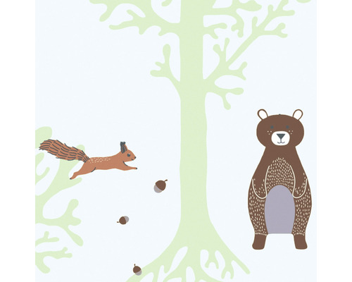 Vliesbehang 38134-2 Little Love Woodland Animals groenbruin