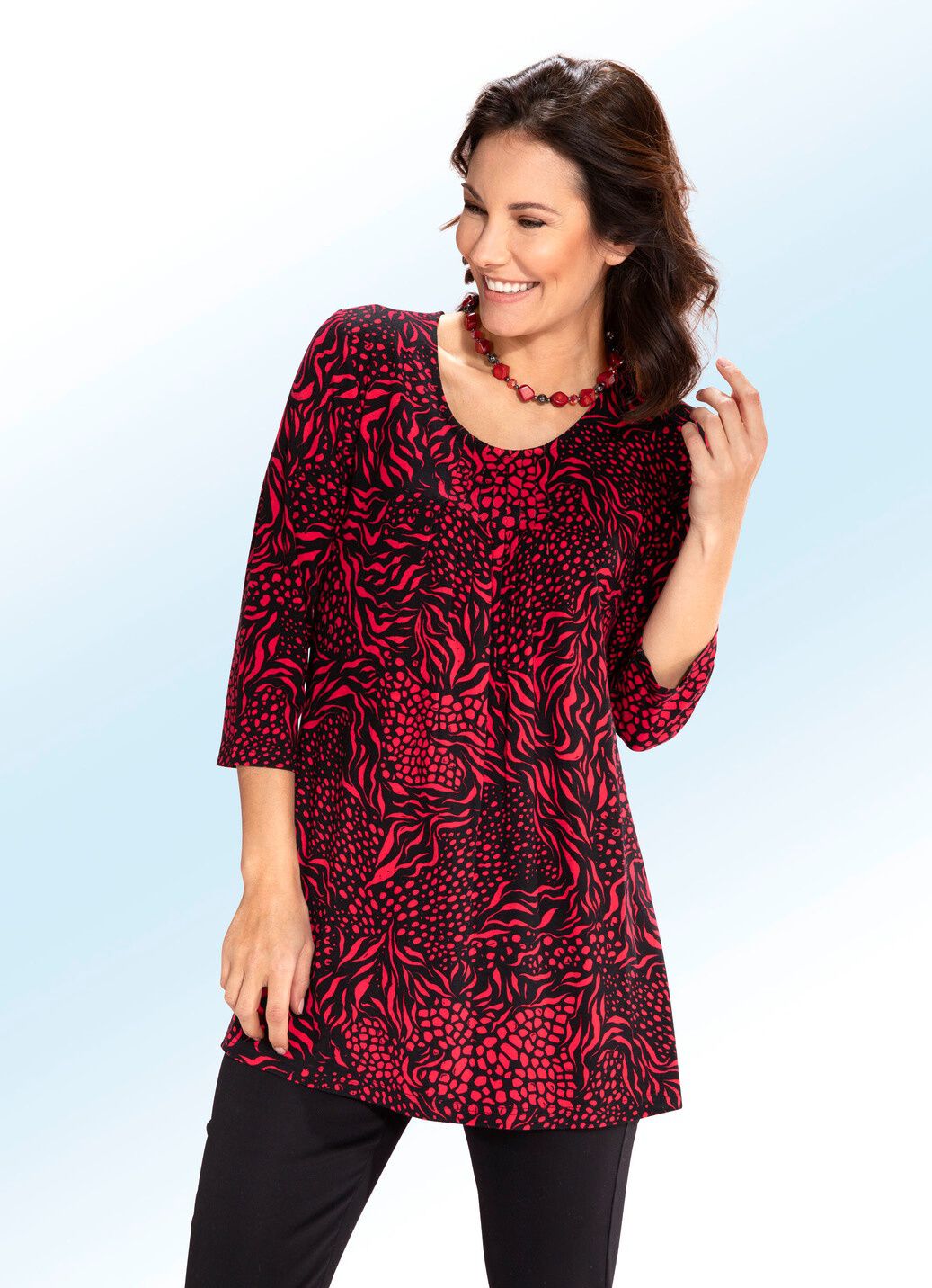 Longshirt mit Faltenlegung in 3 Farben