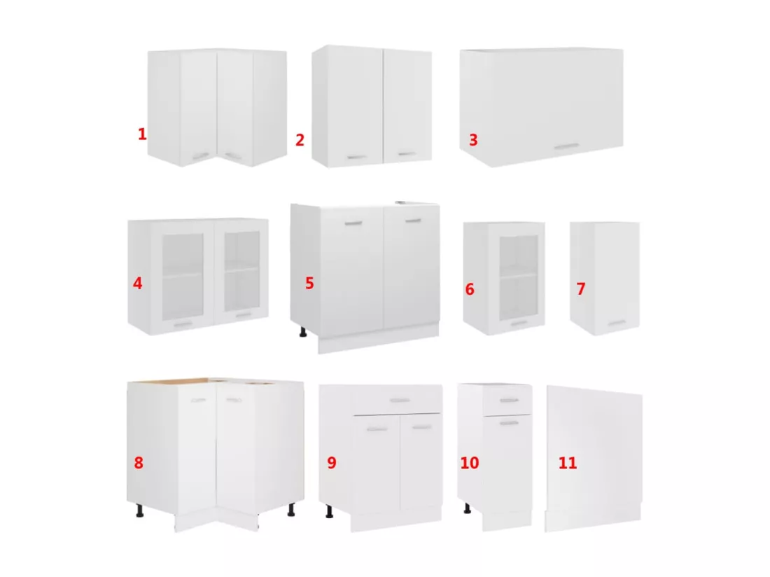 Ensemble de meubles de cuisine 11 pcs Blanc Aggloméré
