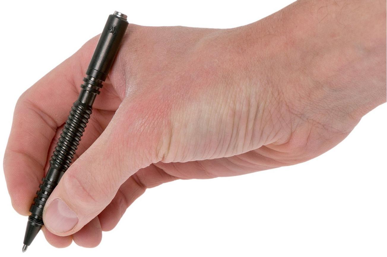Rick Hinderer Spiral Investigator Pen Stainless Steel, Stonewash Black DLC, tactische pen