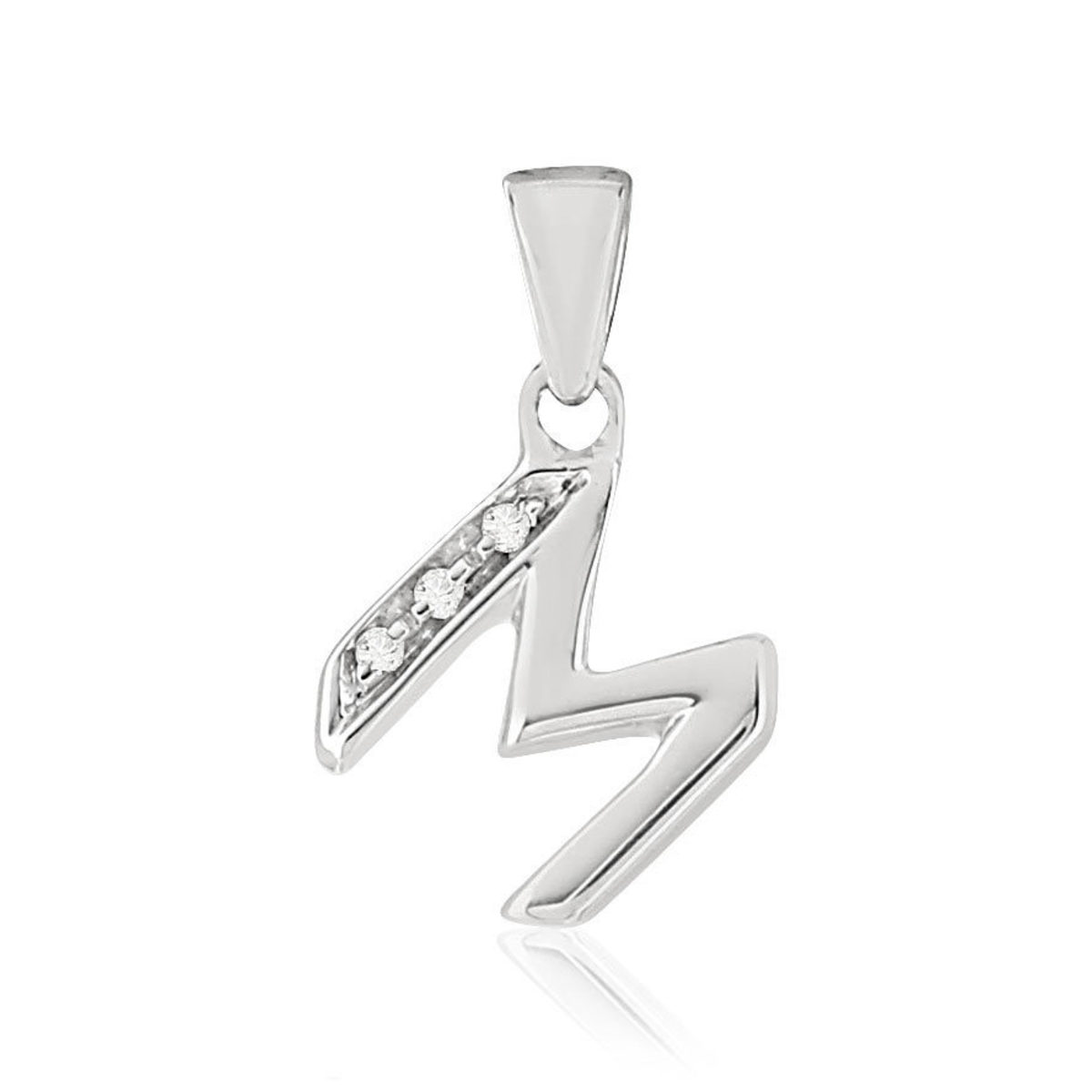 Pendentif or blanc 375 initiale diamants