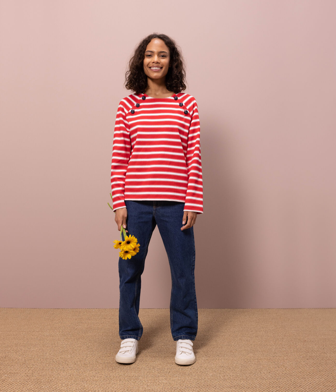 Marinière boutonnée en coton Femme