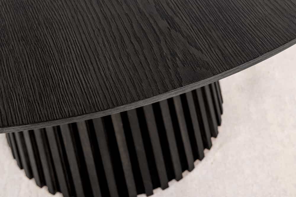 Runder Esstisch VALHALLA WOOD 120cm schwarz Eichenholz Säulenfuß
