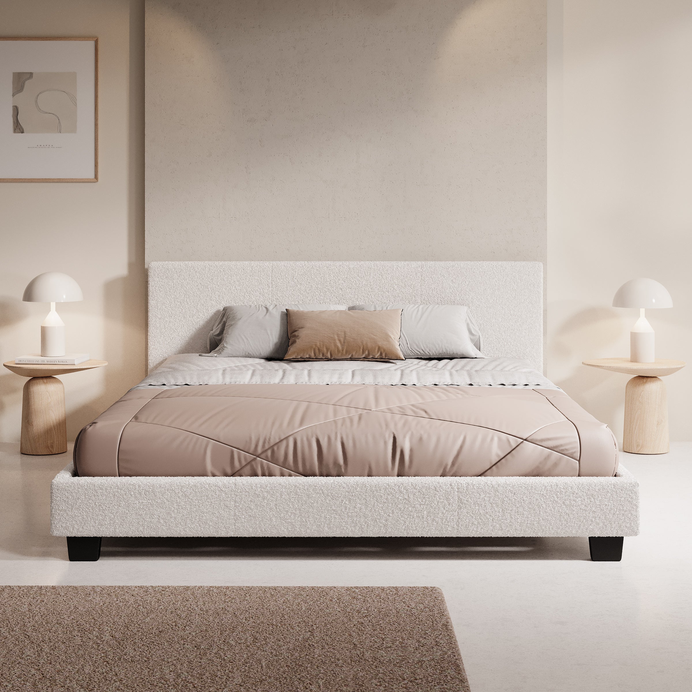 George - Tweepersoonsbed - Teddystof Wit - 180x200x78 cm