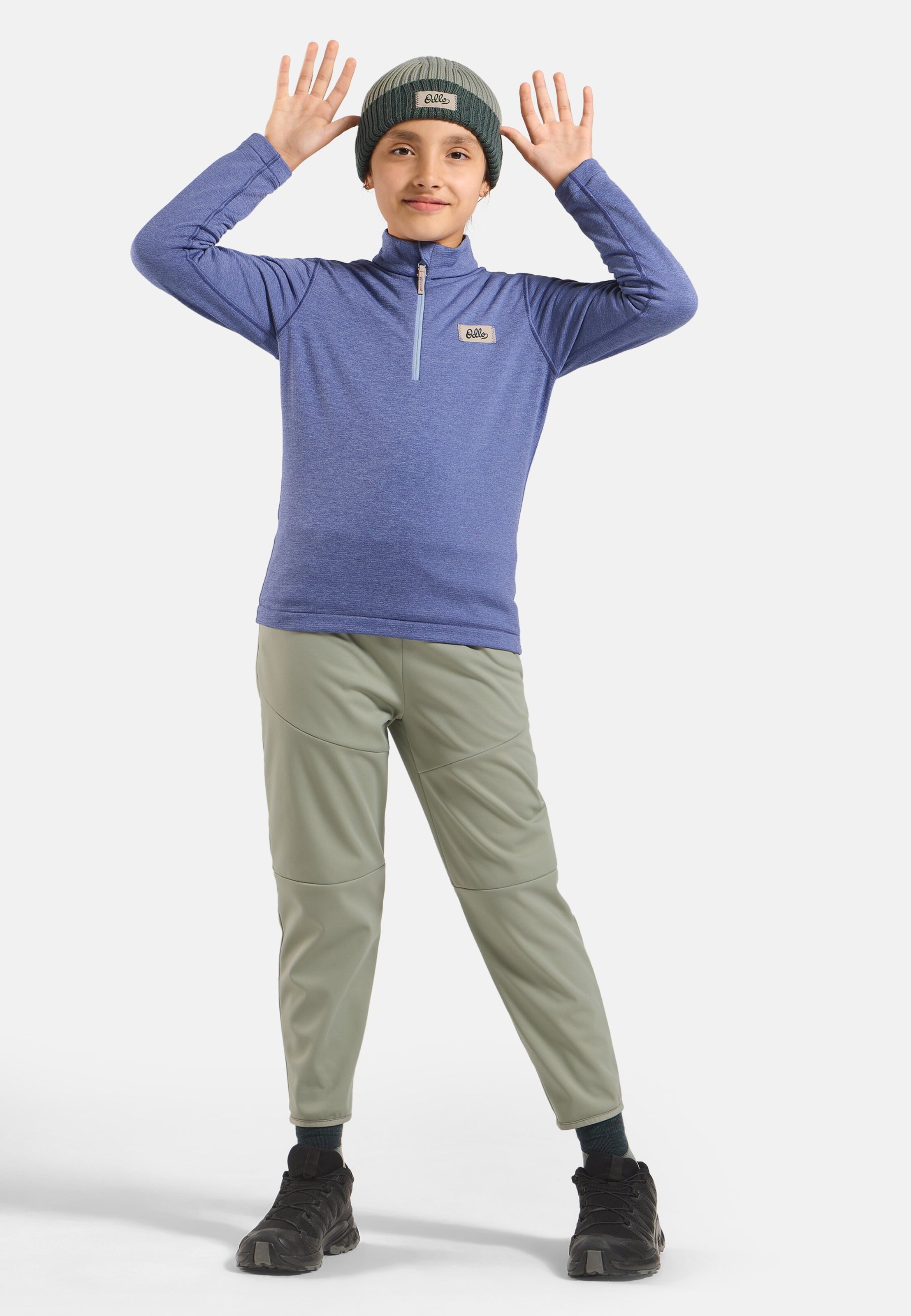Essentials Multisport Mid Layer für Kinder aus Grid-Fleece mit Halbreissverschluss in Blue heron melange