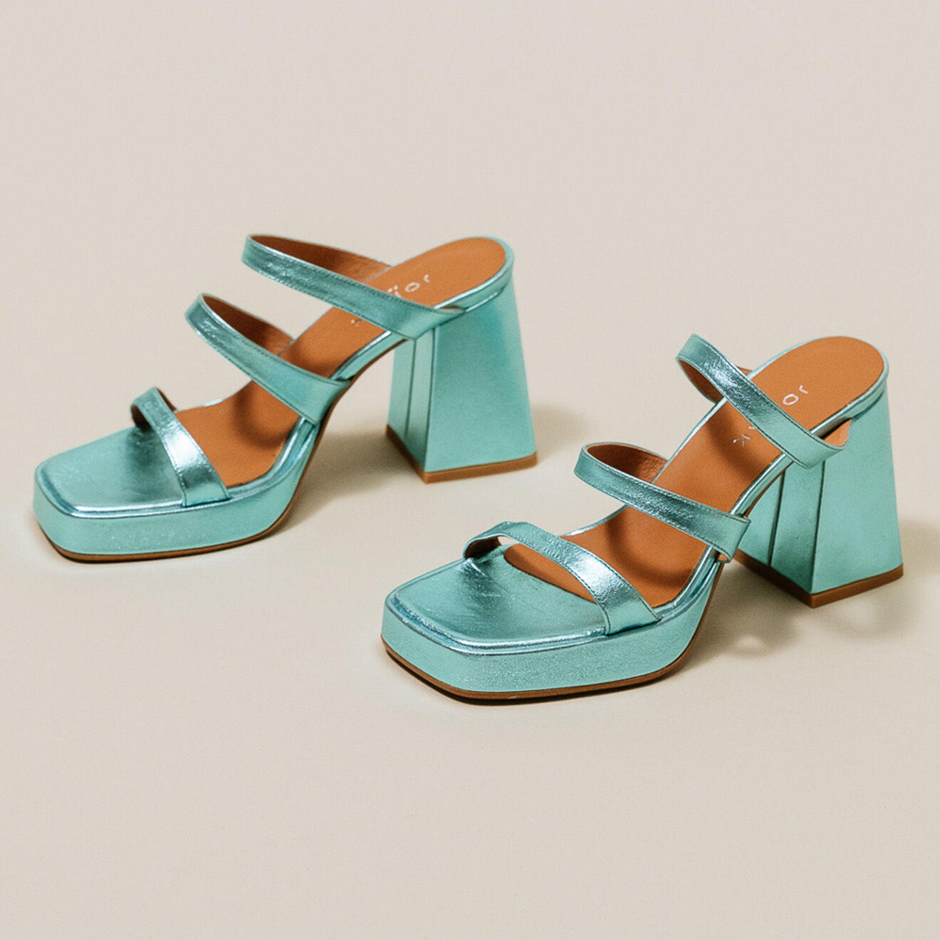 Jonak Sandales en Cuir Donzelle turquoise - Talon 7 cm