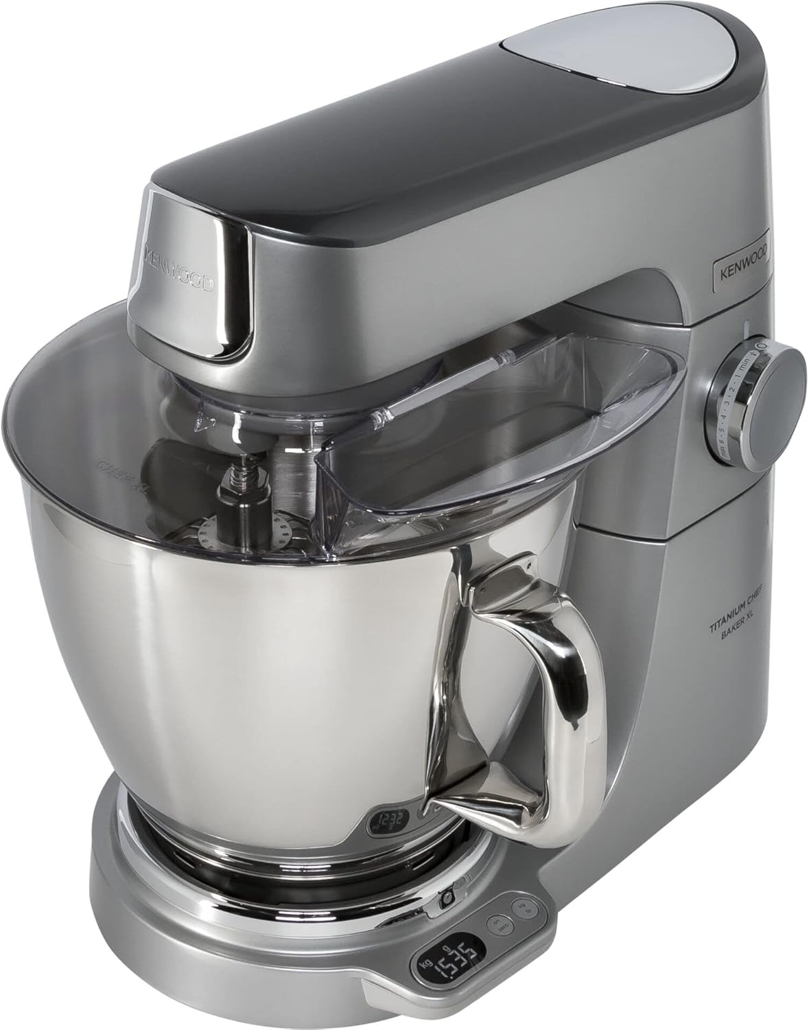 Kenwood Titanium Chef Baker XL KVL85.004SI, Küchenmaschine mit Integrierter Waage, K-Schneebesen, Duo-Schüssel, Standmixer, Knethaken, Schneebesen und 7L-Schüssel, 1200W, Silber