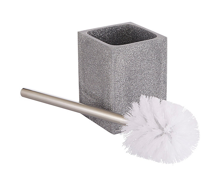Brosse WC et support Cooke & Lewis Capraia corps en polyrésine coloris argent