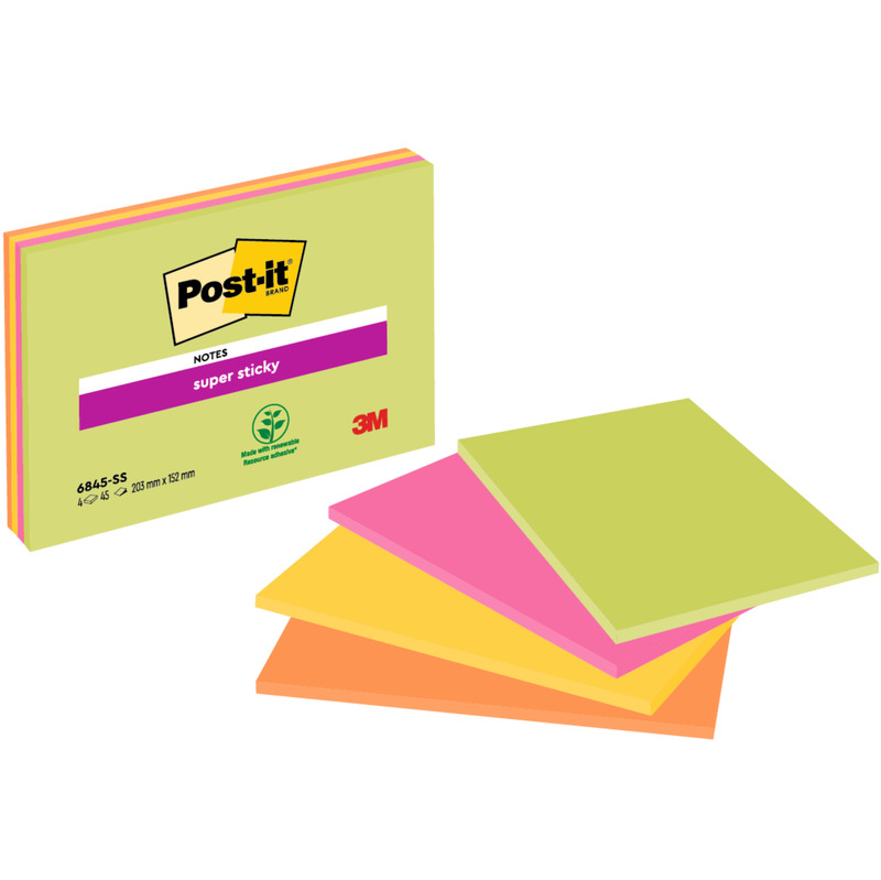 Post-it Haftnotizen Super Sticky Meeting, 203 x 152 mm, 4 x 45 Blatt