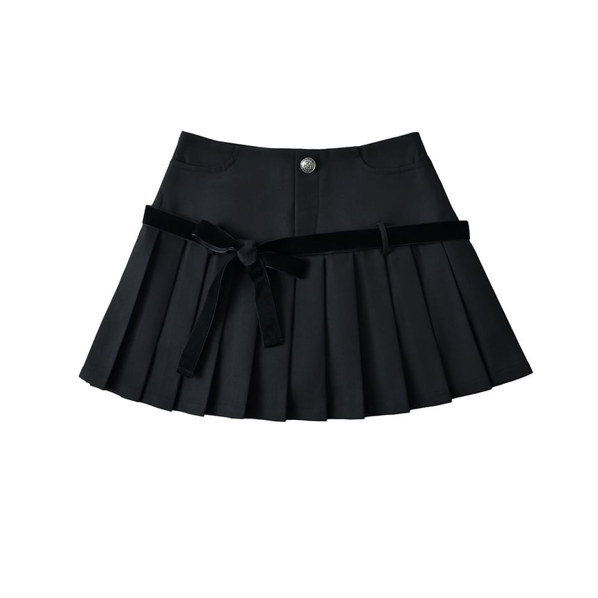 Sundine - Mini A-lijn rok met hoge taille en strikplooien