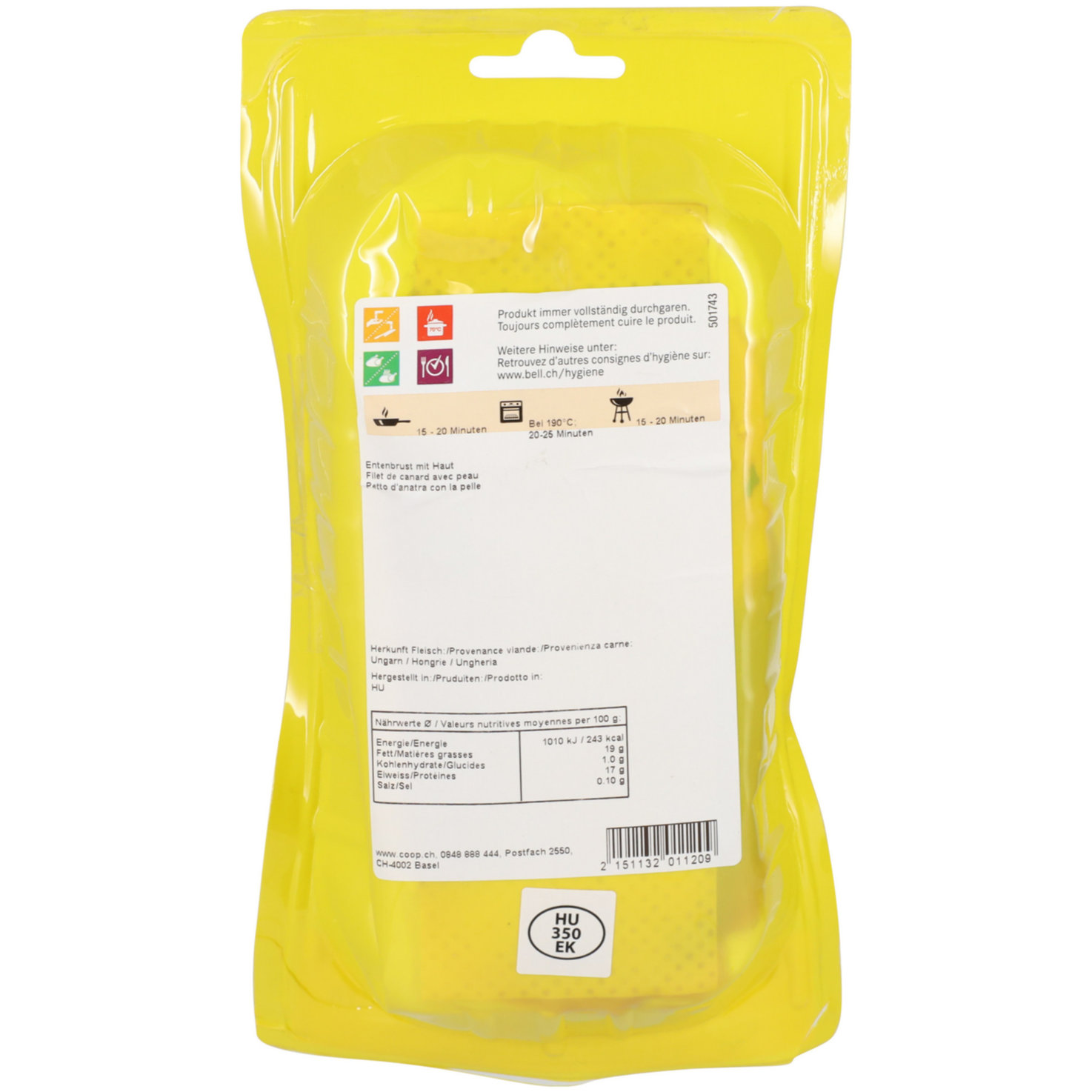 Entenbrust mit Haut gross ca. 320g