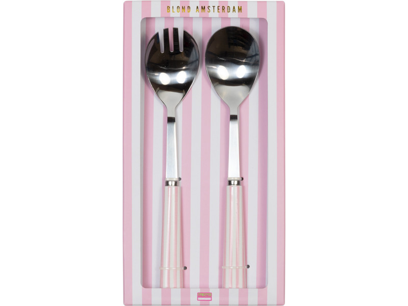 Saladebestek Set Even Bijkletsen Roze