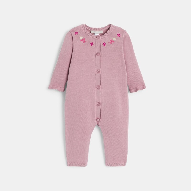 Combi longue maille tricot mauve bébé fille Mauve Violet