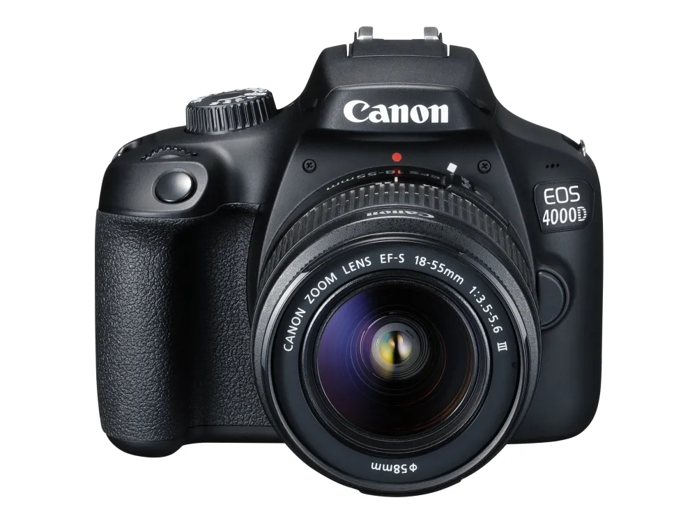 Canon EOS 4000D - Digitalkamera - SLR - 18.0 MP - APS-C - 1080p / 30 fps - 3x optisk zoom EF-S 18-55 mm DC III objektiv - Wi-Fi - sort