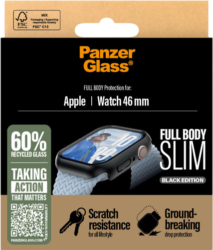 PanzerGlass Full Body Apple Watch 46mm Screenprotector Zwart