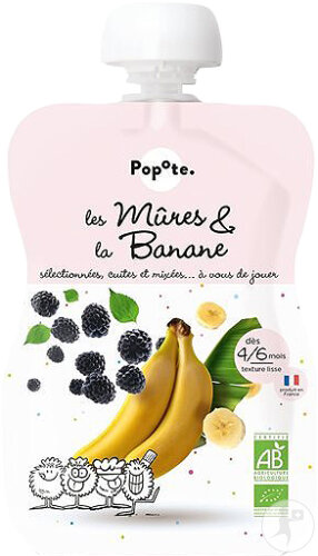 Popote Gourde Mûres Banane Dès 4/6 Mois Bio 120g