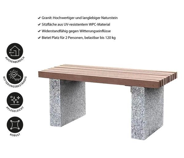 Dehner Granit-Gartenbank, 2-Sitzer
