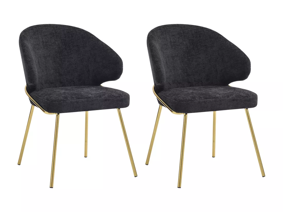 Lot de 2 chaises en tissu et métal doré - Noir - LUXIVA de Pascal Morabito