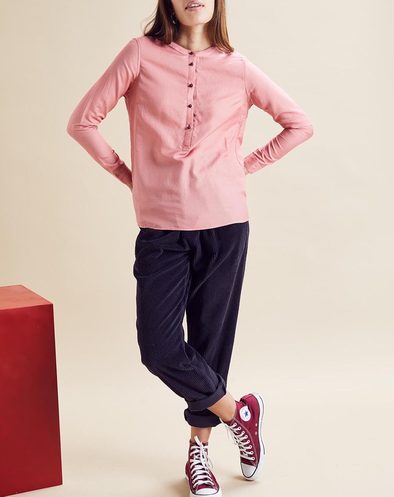 Chloé Stora Blouse en Coton & Soie Cannes rose