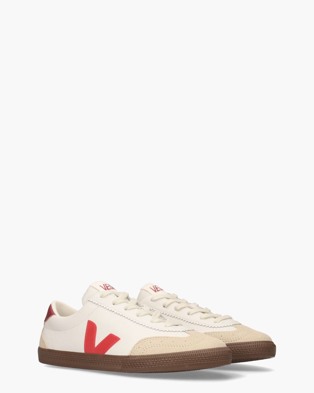 Veja Volley Leather Wit/Rood Damessneakers
