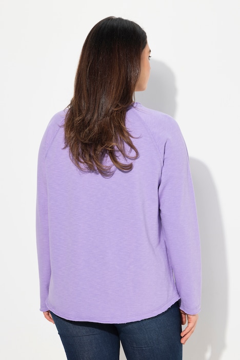 Shirt, Flock-Schriftmotiv, A-Linie, Rundhals, Langarm