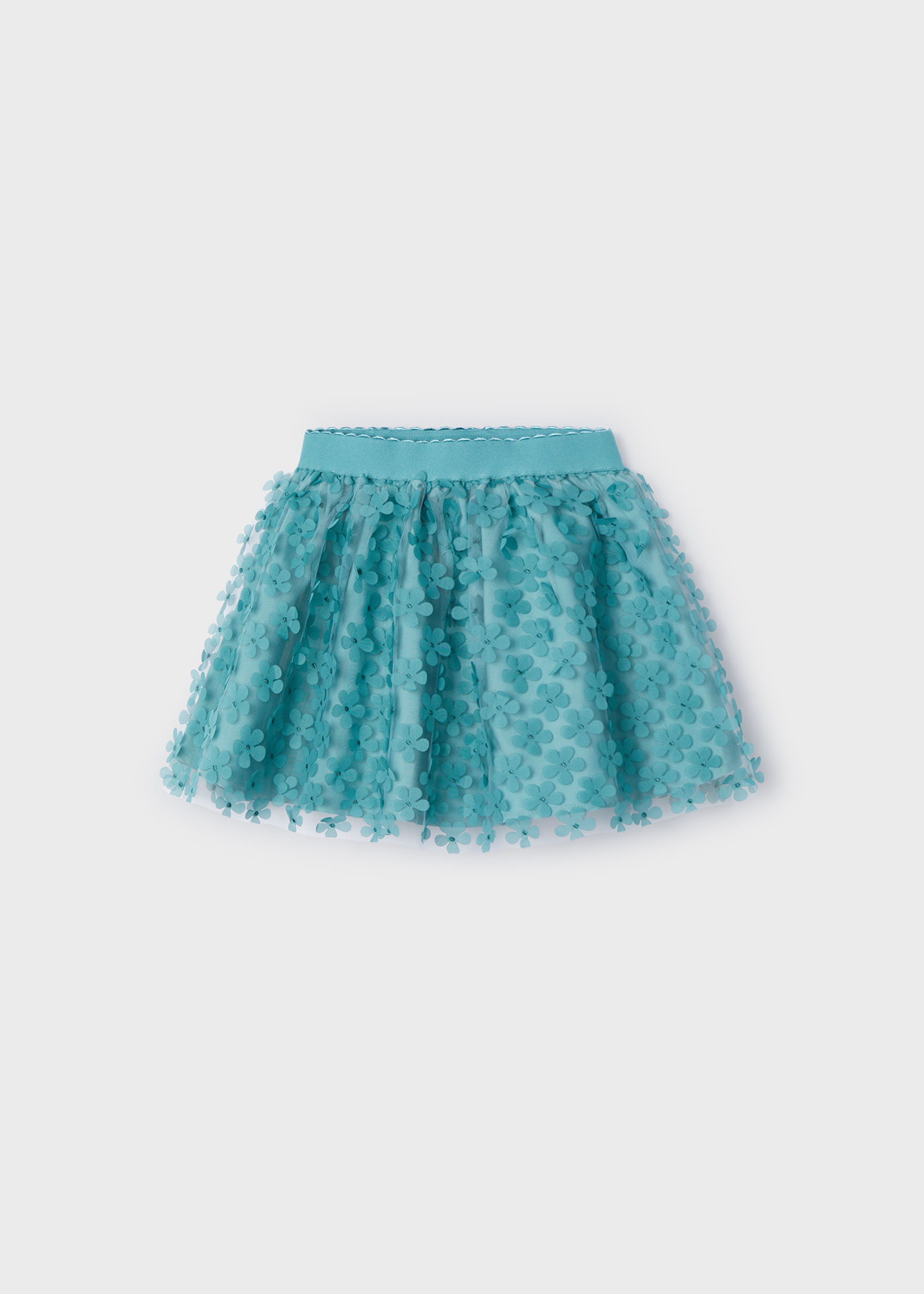 Saia de tricô floral para meninas, verde-água