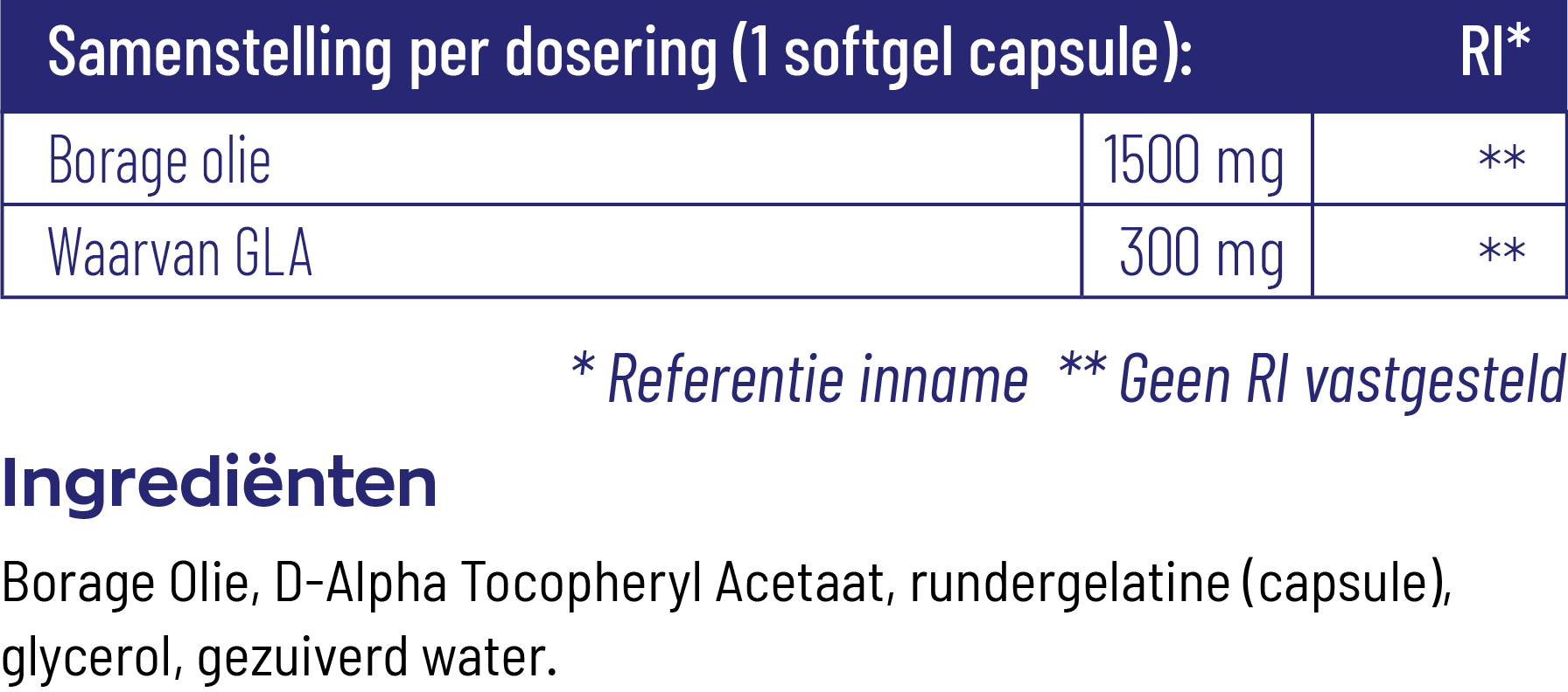 Vitakruid Borage Olie 1500Mg Gla 300Mg Uit Plantaardige Bron (60 softgels)