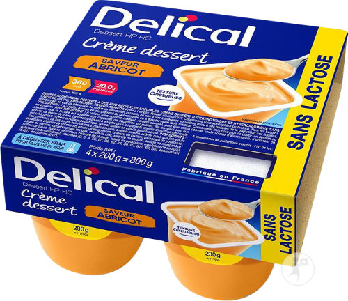 Delical Crème Dessert HP-HC Sans Lactose Abricot Pots 4x125g