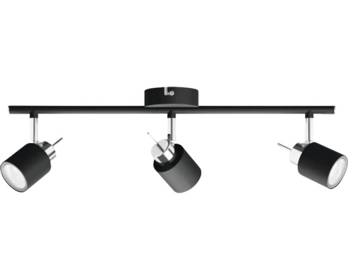 Plafondspot, 3-lichts, L 47,4 cm, zwart