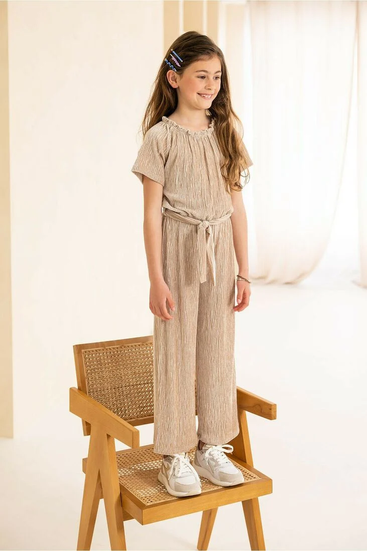 LIKE FLO beige like flo  velvet plesse jumpsuit