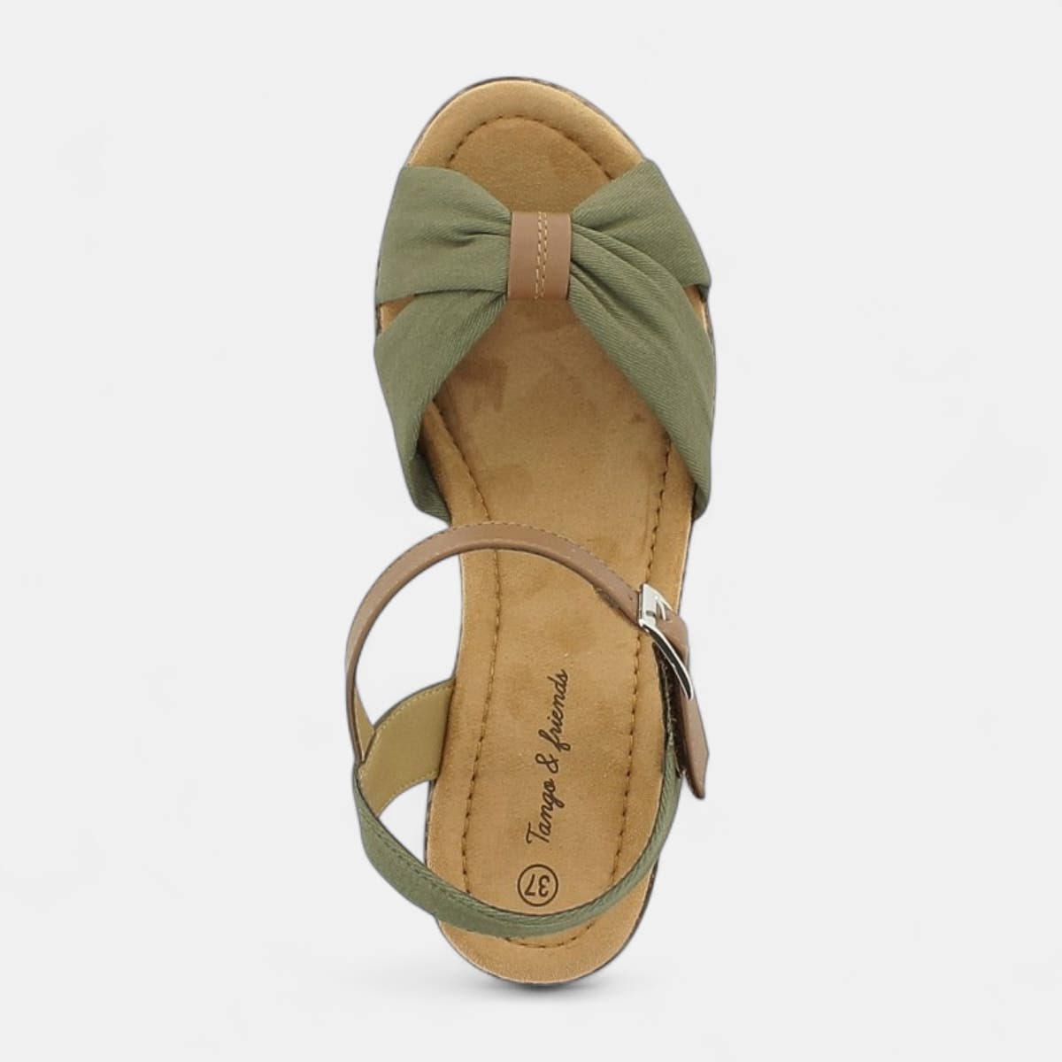Sandales à talon compensé Femme kaki