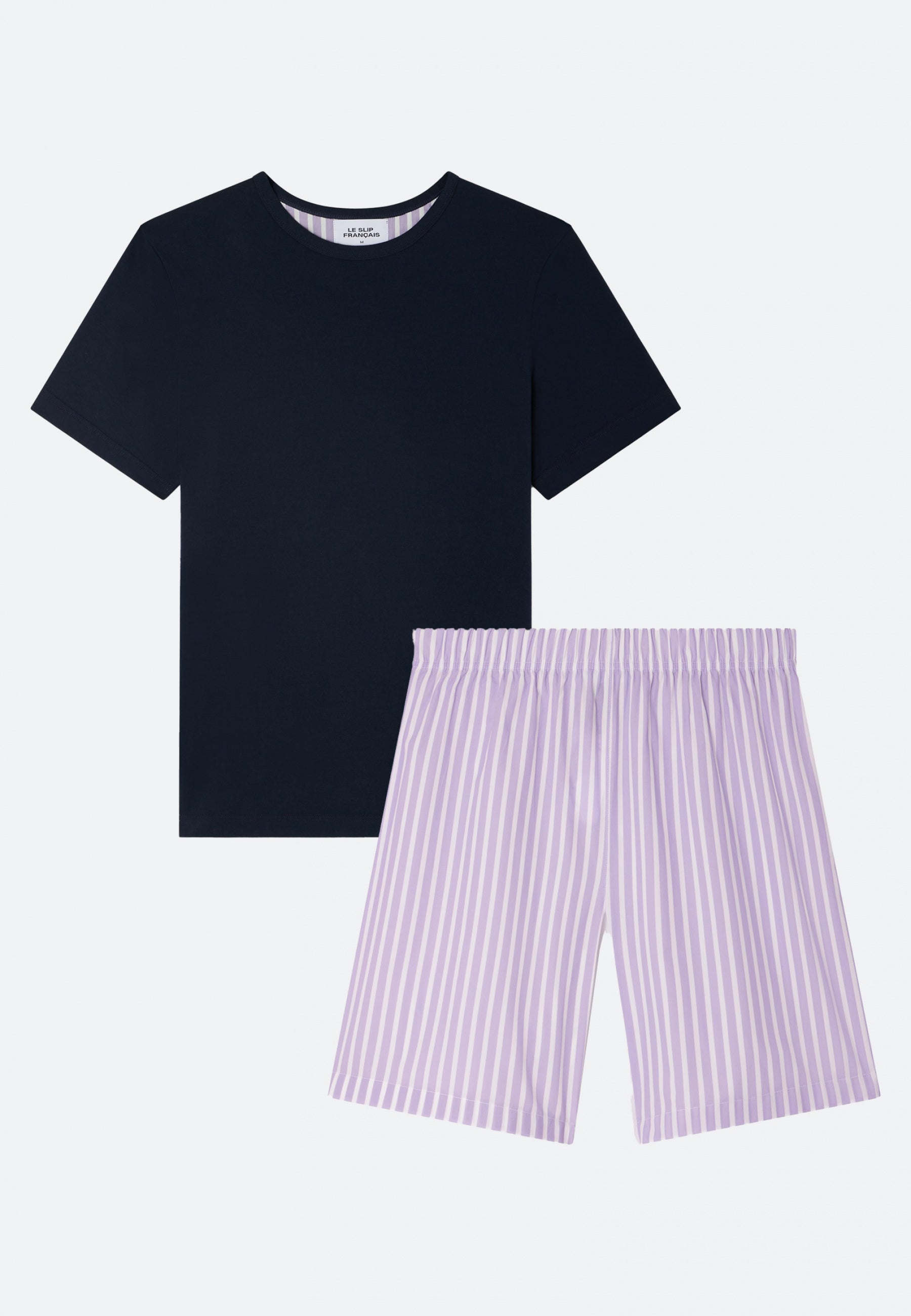 Ensemble de pyjama t-shirt et short en coton-Ensemble pyjama Tristan Bleu Marine Sens Glycine
