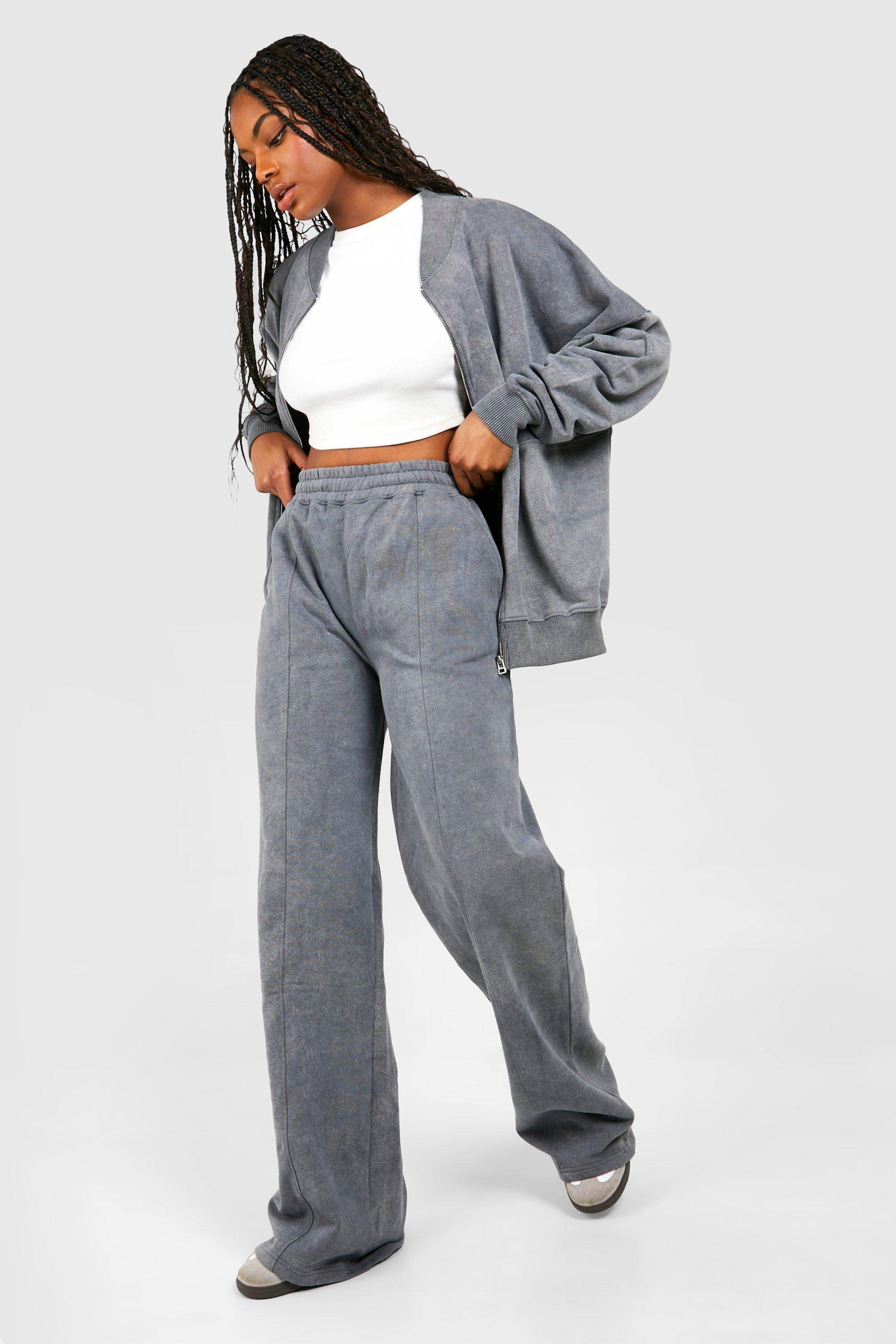 boohoo Tall Acid Wash Bomber Tracksuit