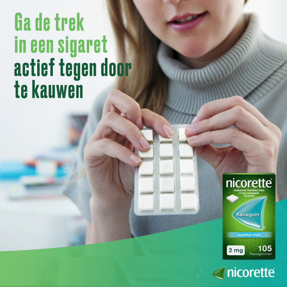 Nicorette Suikervrij Kauwgom Menthol Mint 4mg30 stuks