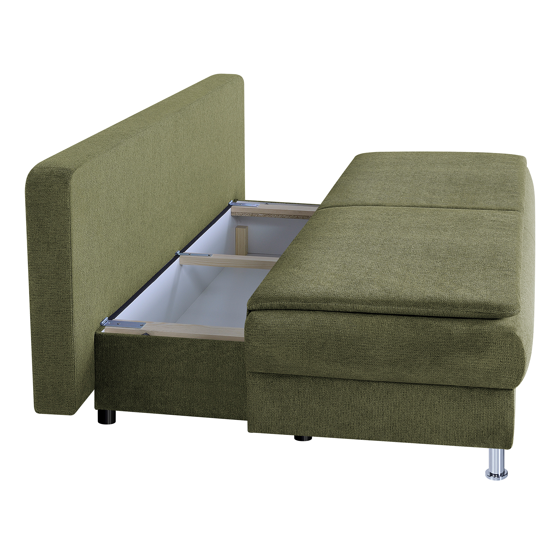 Schlafsofa - olive - Staukasten - integrierter Topper