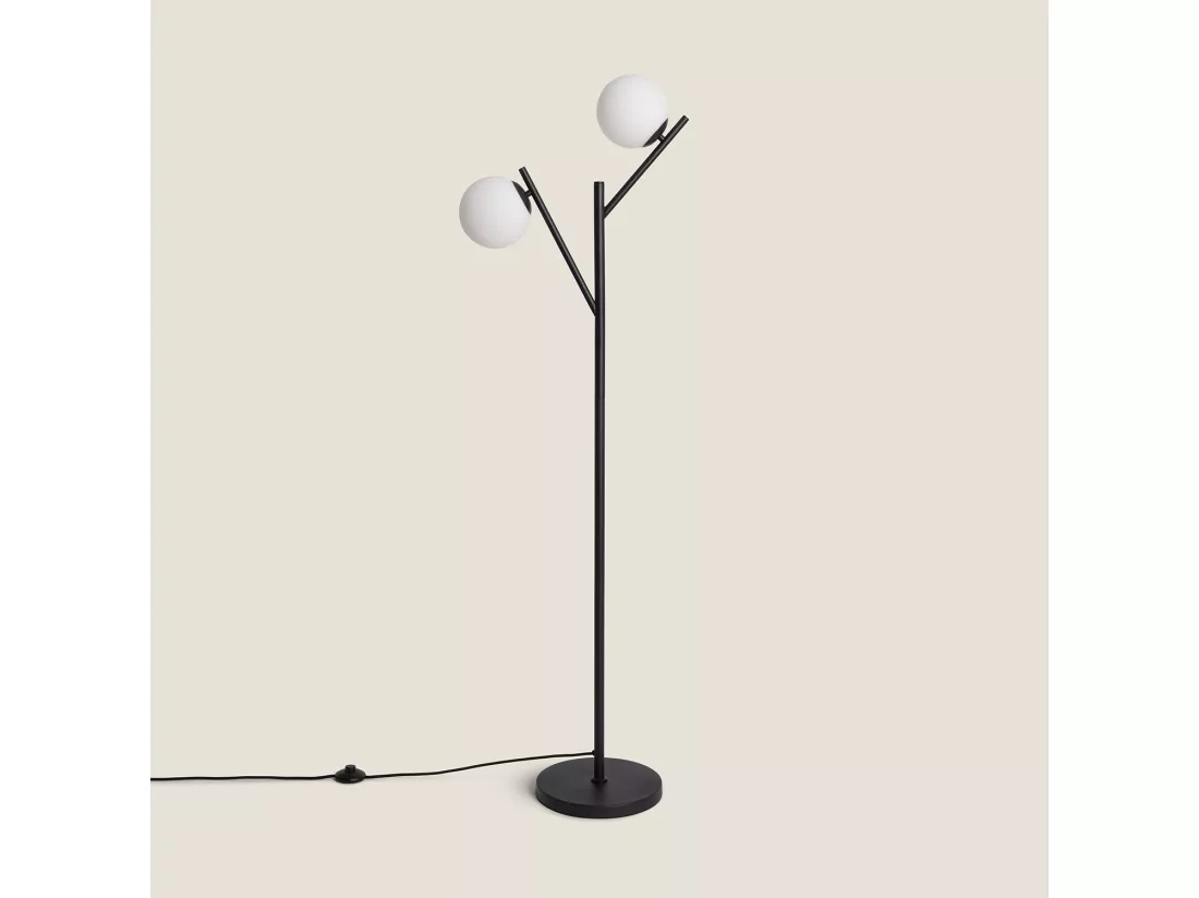 Lampadaire Métal et Verre Balts Noir