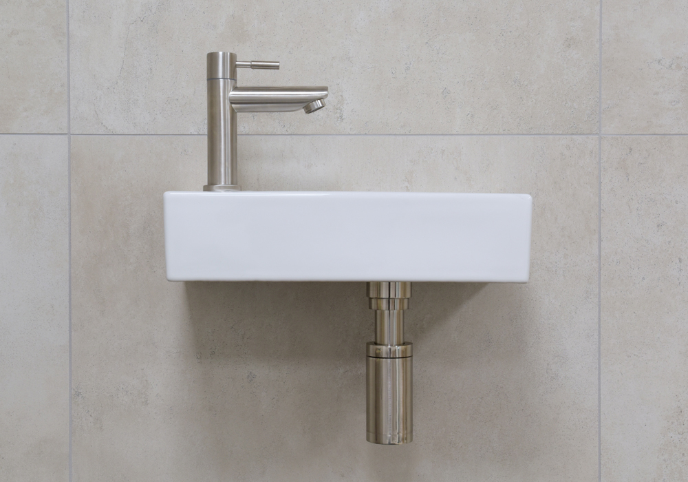 Mueller Mini Rhea 36x18x9 fonteinset met RVS kraan links