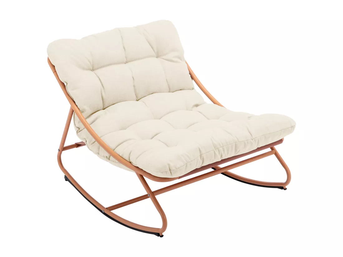 Fauteuil de jardin à bascule en acier - Orange et coussin beige - SARANI de MYLIA