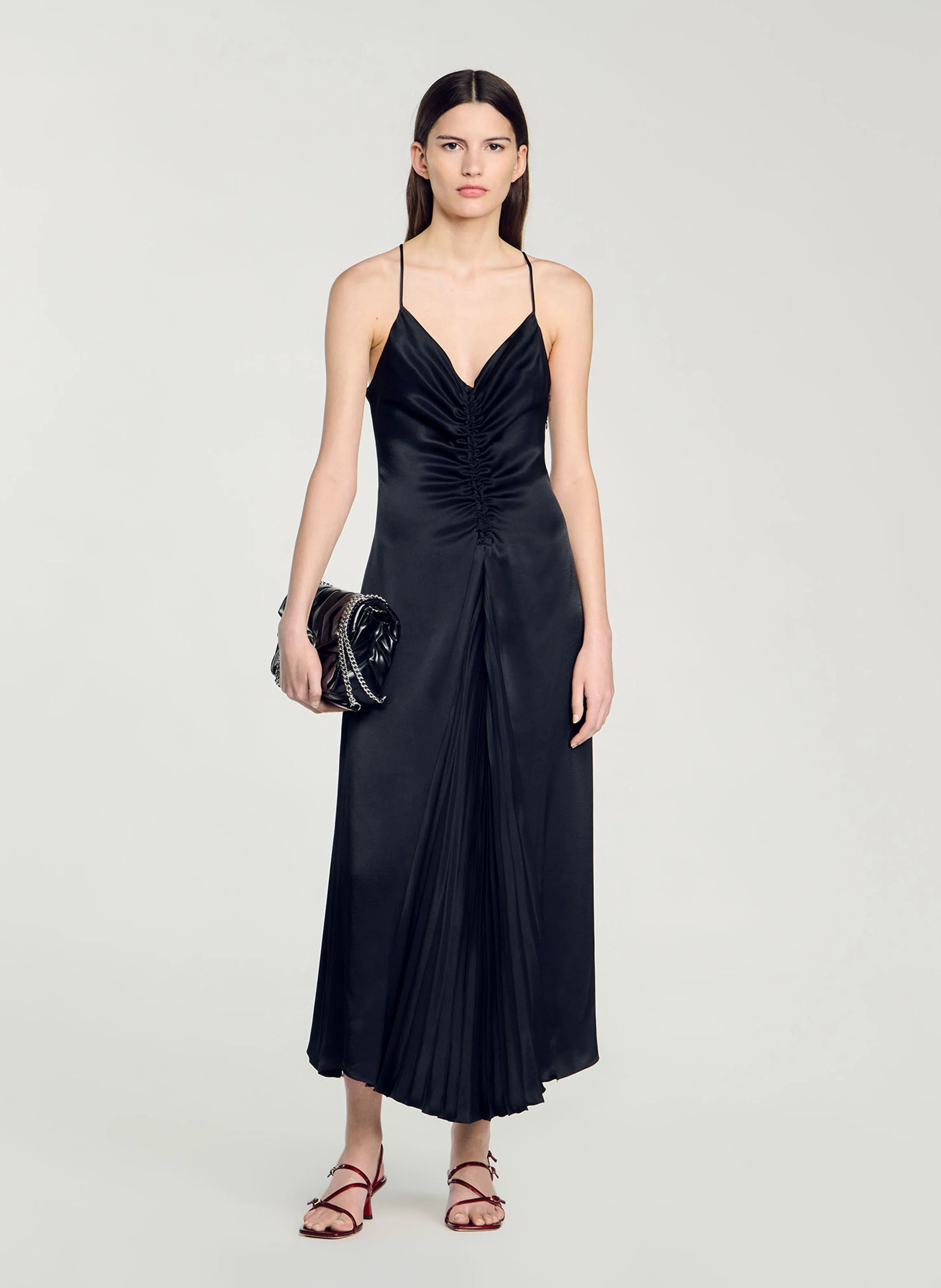 Robe longue évasée à encolure V | Bleu