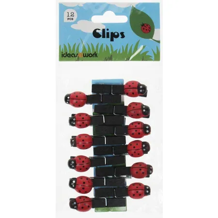 TSI Deko Marienkäfer Klammern Clips 4cm aus Holz, 12 Stück