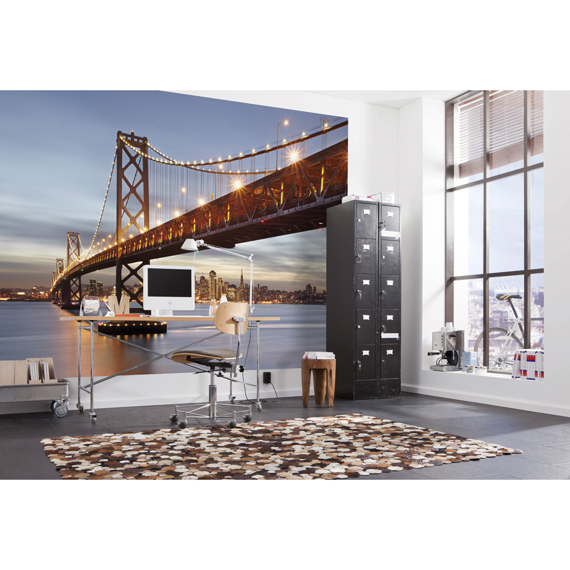Papier-Fototapete BAY BRIDGE - braun-blau - 368x254 cm