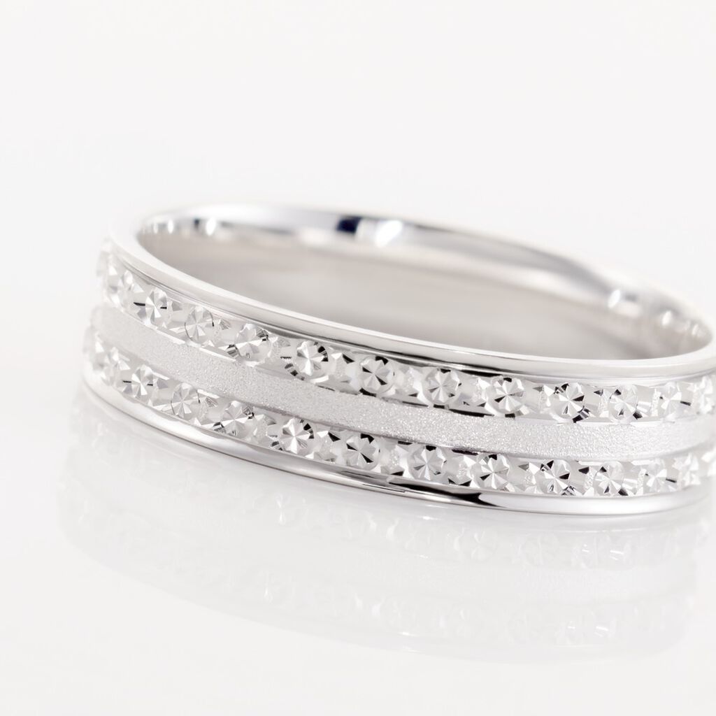 Alliance Satine Diamantee Ruban Plat Or Blanc