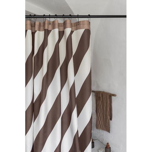 Mette Ditmer Diagonal Badeforhæng, Chocolate, 150x200 cm