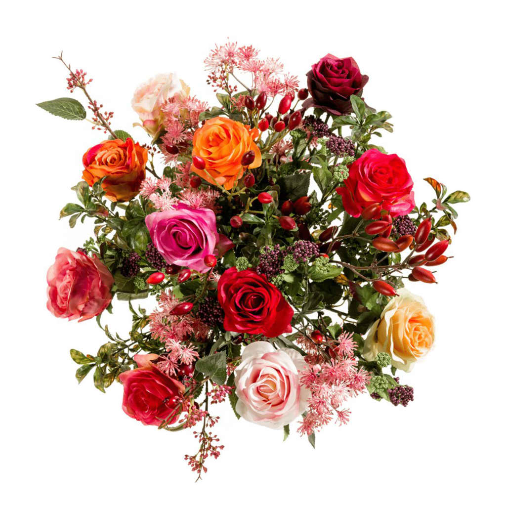 Bouquet artificiel flame roses