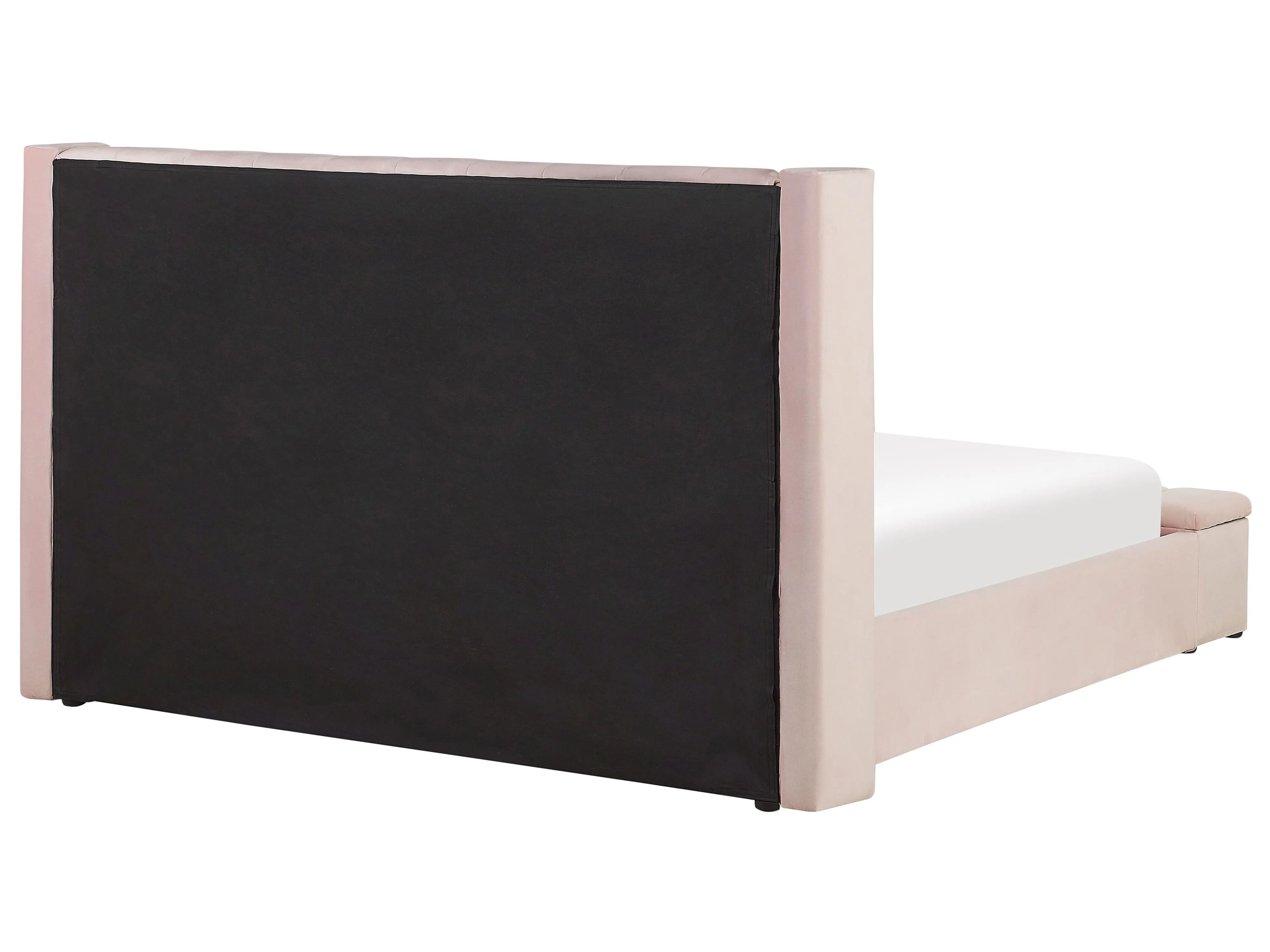 Bed met opbergbankje Fluweel NOYERS 180 x 200 cm Pastelroze