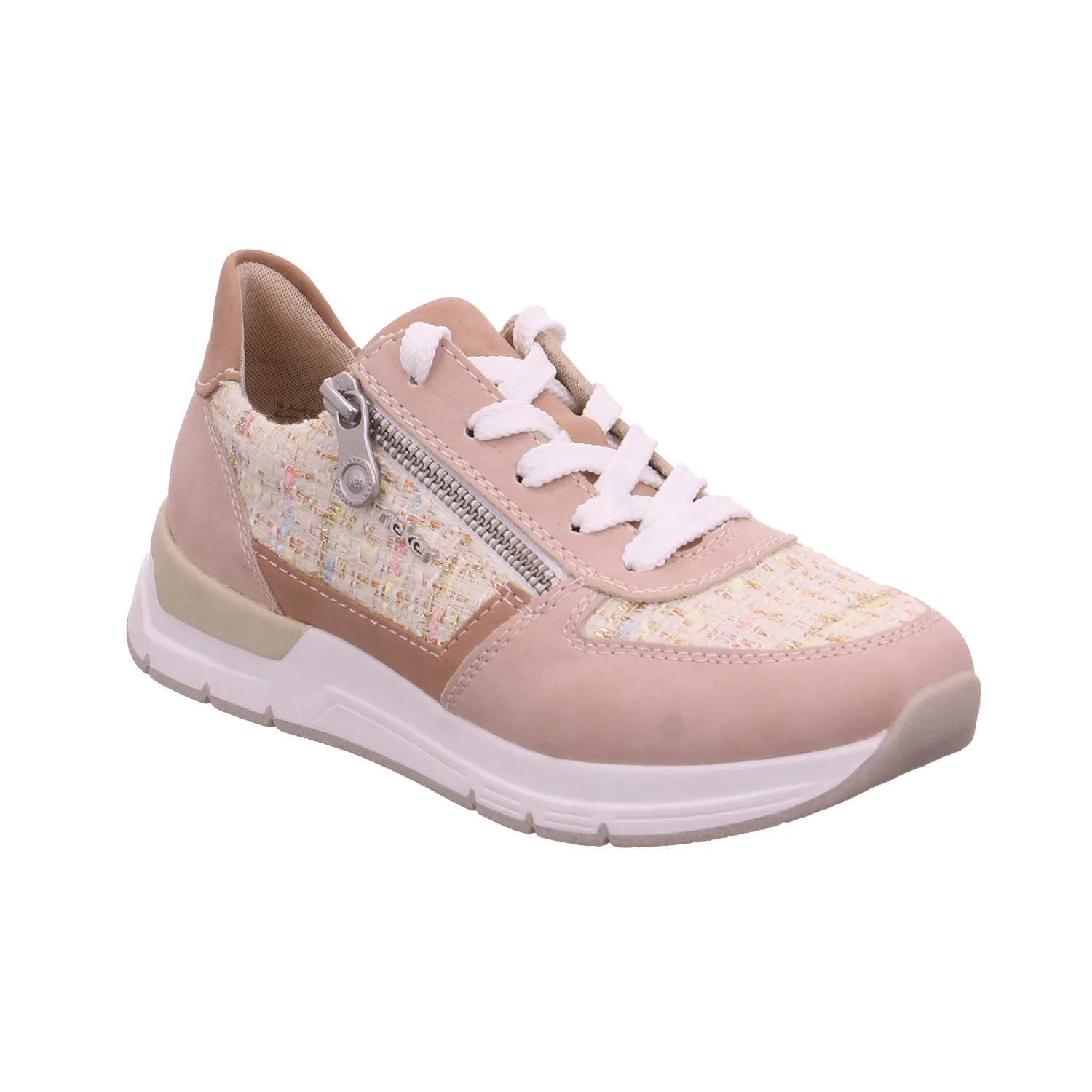RIEKER Comfort-Schnürer Rosa Lederimitat  mit Wechselfussbett