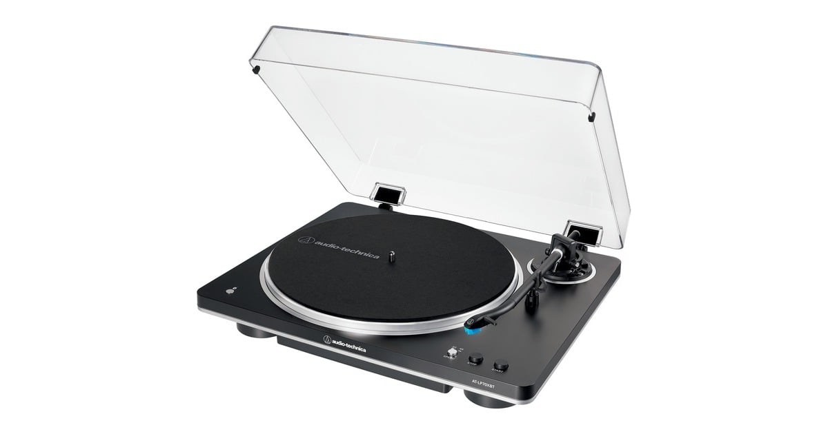 Audio-TechnicaAT-LP70XBT platenspeler  (Zwart/zilver, Phono/line-voorversterker, Bluetooth, Volautomatische, Riemaandrijving, 33-1/3 en 45 toeren)