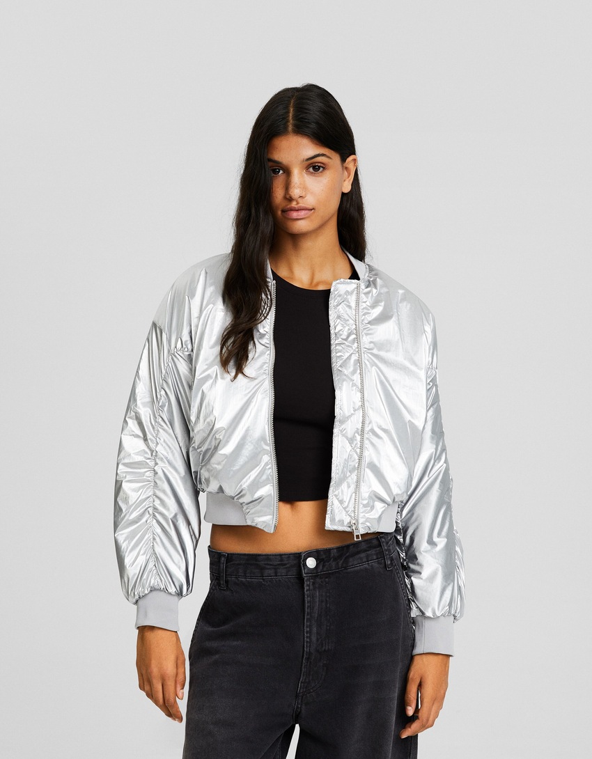 Jaqueta bomber metálica